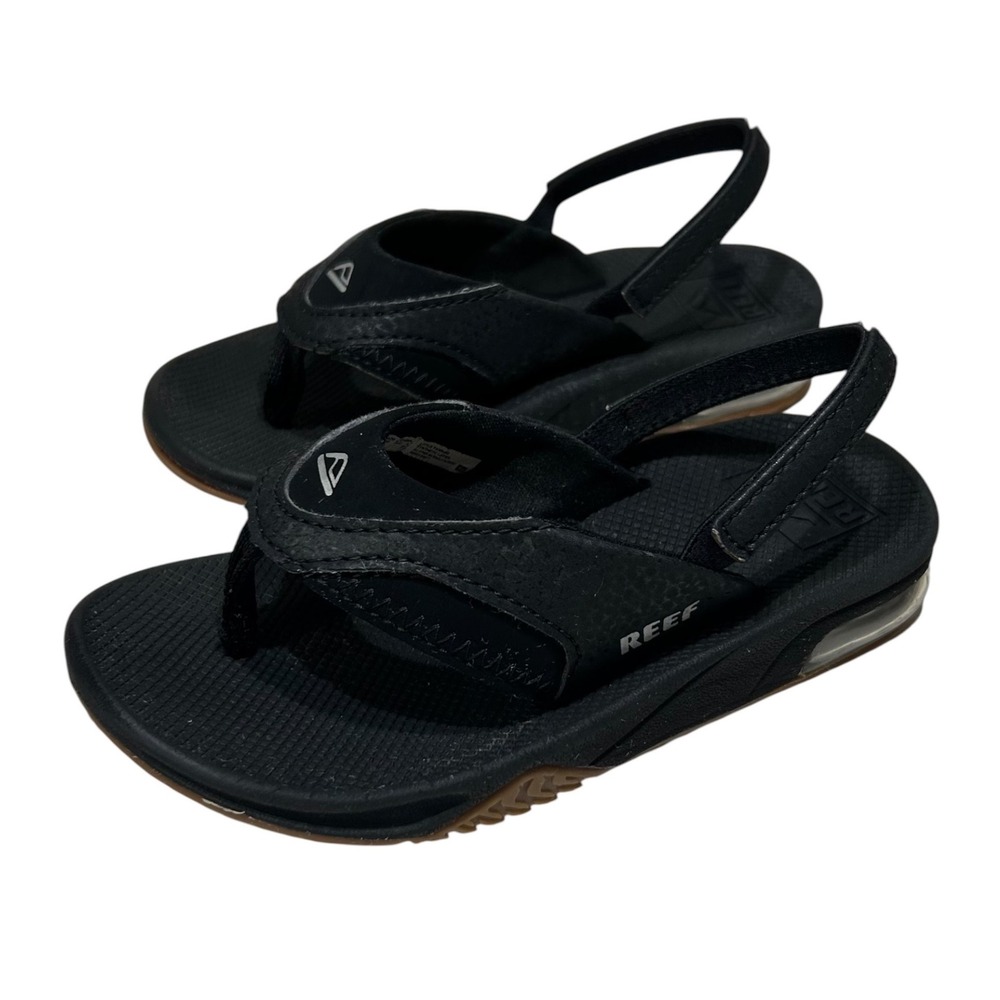 Reef Ahi Black Gum Kids Sandals Flip Flops with Backstrap - Picture 3 of 9